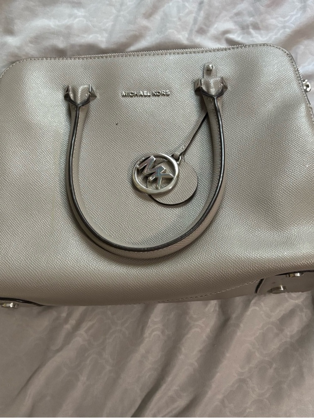 Michael Kors Metallic Silver Saffiano Satchel